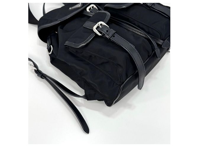 Prada Two Pocket Triangle Logo Nylon Backpack Black - view 29