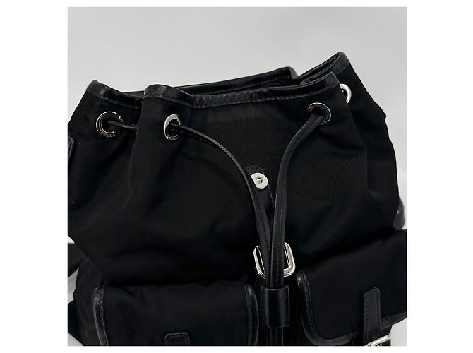 Prada Two Pocket Triangle Logo Nylon Backpack Black - view 31