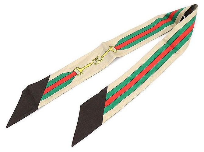 Gucci Pañuelo Twilly de seda con estampado Web entrelazado Castaño - vista 2