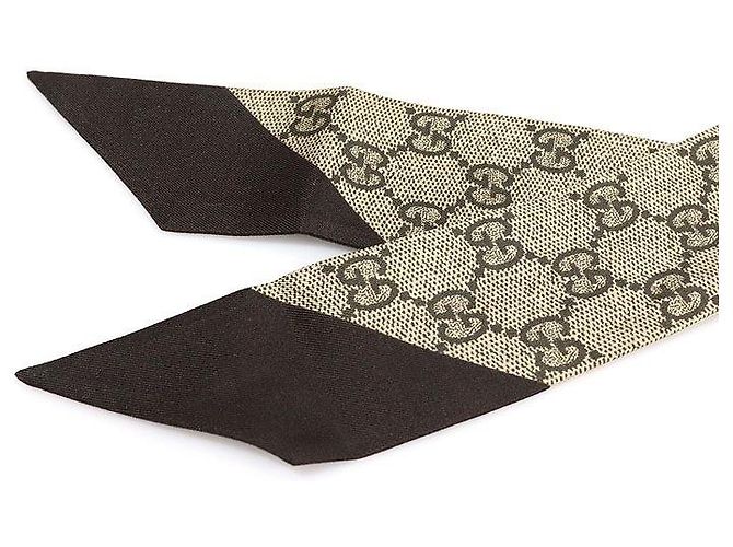 Gucci Pañuelo Twilly de seda con estampado Web entrelazado Castaño - vista 6