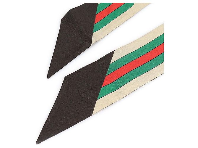 Gucci Pañuelo Twilly de seda con estampado Web entrelazado Castaño - vista 7
