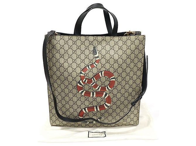 Gucci Tote GG Supreme Canvas Kingsnake Marrone - vista 2