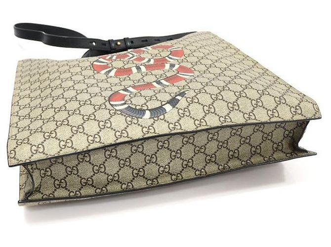 Gucci Tote GG Supreme Canvas Kingsnake Marrone - vista 5
