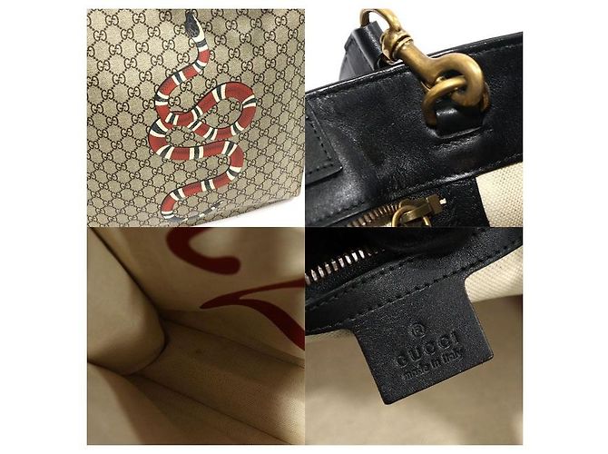 Gucci Tote GG Supreme Canvas Kingsnake Marrone - vista 7