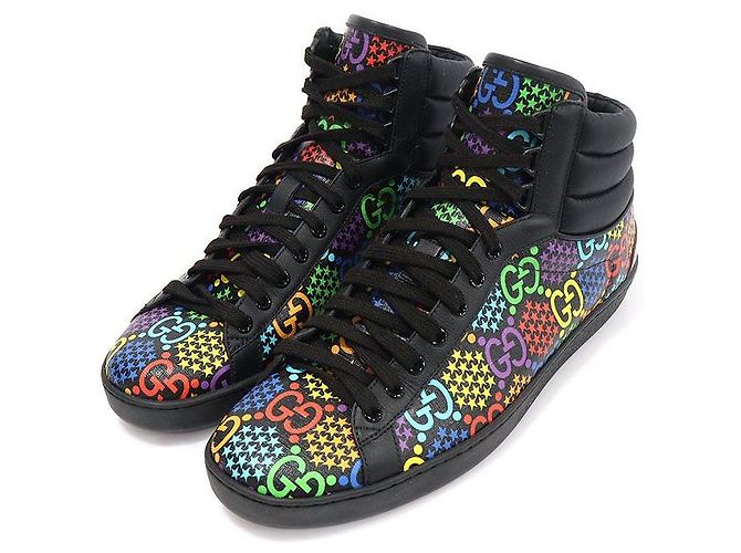 Gucci High-Top-Sneaker für Herren aus schwarzem GG Supreme Canvas Psychedelic Ace - Ansicht 2