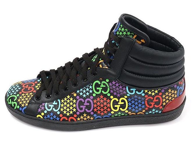 Gucci High-Top-Sneaker für Herren aus schwarzem GG Supreme Canvas Psychedelic Ace - Ansicht 3