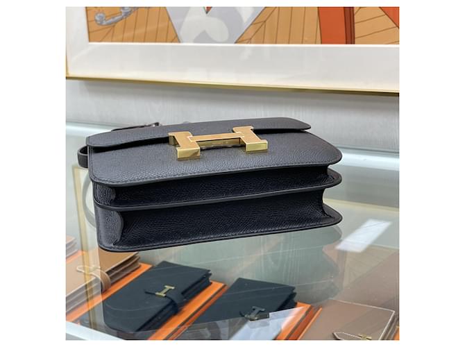 Hermès Constances Mini Epsom Nero con Stampatura Oro - vista 9