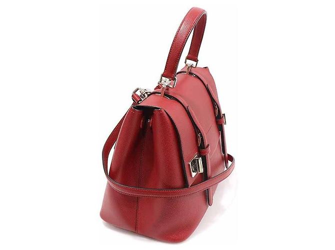 Prada Manico superiore curvo in Saffiano rosso - vista 3