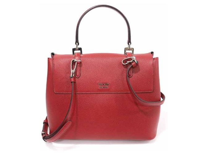 Prada Manico superiore curvo in Saffiano rosso - vista 4