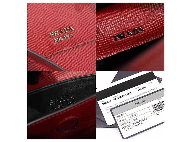 Prada Manico superiore curvo in Saffiano rosso - vista 7