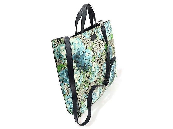 Gucci Tote GG Supreme Canvas Bloom Print Marrone - vista 3