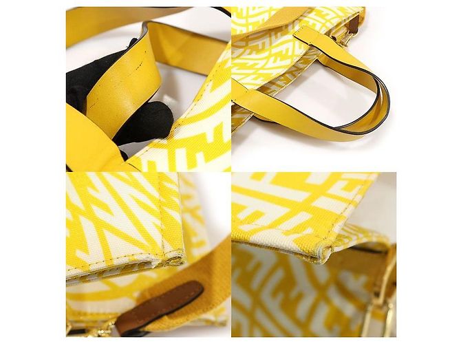 Fendi Gelber Canvas FF Vertigo Print Shopper Tote Bag - Ansicht 6