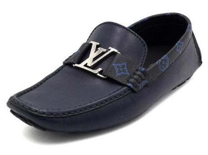 Louis Vuitton Mocassini Monte Carlo in pelle monogrammata blu navy da uomo - vista 2