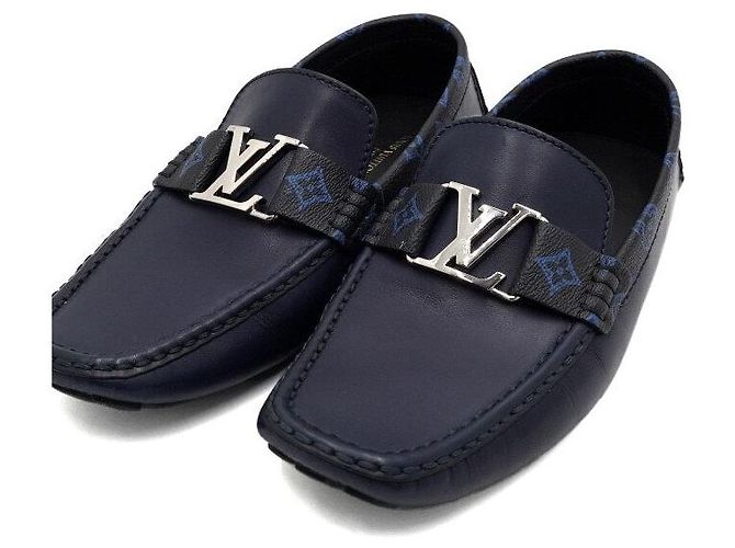 Louis Vuitton Mocassini Monte Carlo in pelle monogrammata blu navy da uomo - vista 5