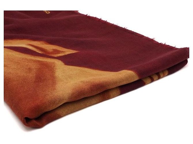 Chanel Sciarpa in cashmere con motivo a cavallo da donna Rosso - vista 4
