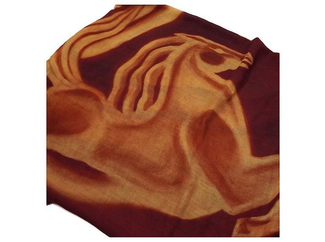 Chanel Sciarpa in cashmere con motivo a cavallo da donna Rosso - vista 6