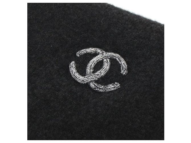 Chanel Bufanda en mezcla de cachemira negra con logotipo CC bordado Negro - vista 2