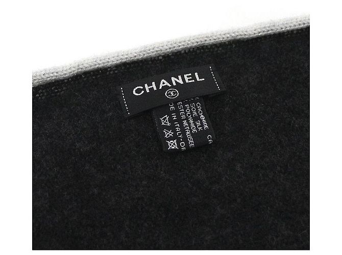 Chanel Bufanda en mezcla de cachemira negra con logotipo CC bordado Negro - vista 5