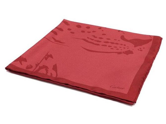 Cartier Sciarpa quadrata in seta Panther rosso mattone - vista 2