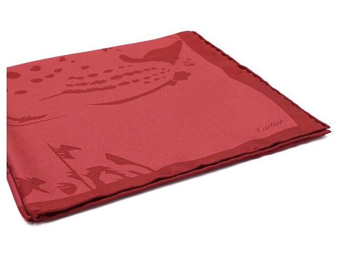 Cartier Sciarpa quadrata in seta Panther rosso mattone - vista 3