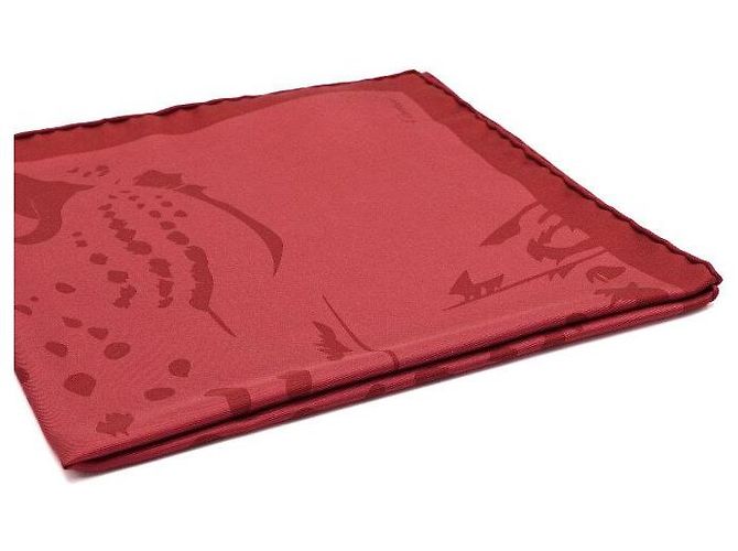 Cartier Sciarpa quadrata in seta Panther rosso mattone - vista 4