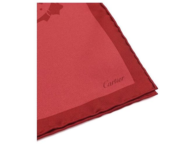 Cartier Sciarpa quadrata in seta Panther rosso mattone - vista 5