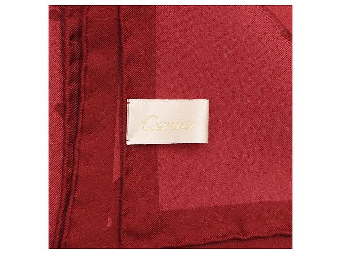 Cartier Sciarpa quadrata in seta Panther rosso mattone - vista 6