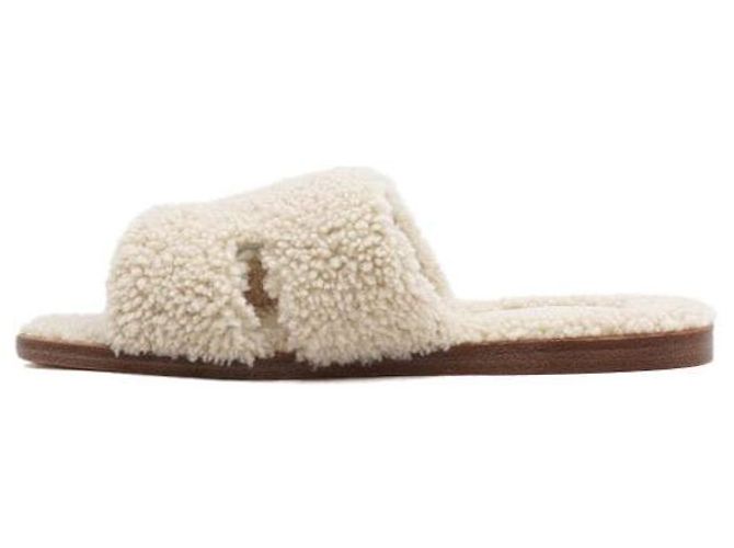 Hermès Sandali Izmir in shearling Ciabatte da uomo Arancione - vista 4