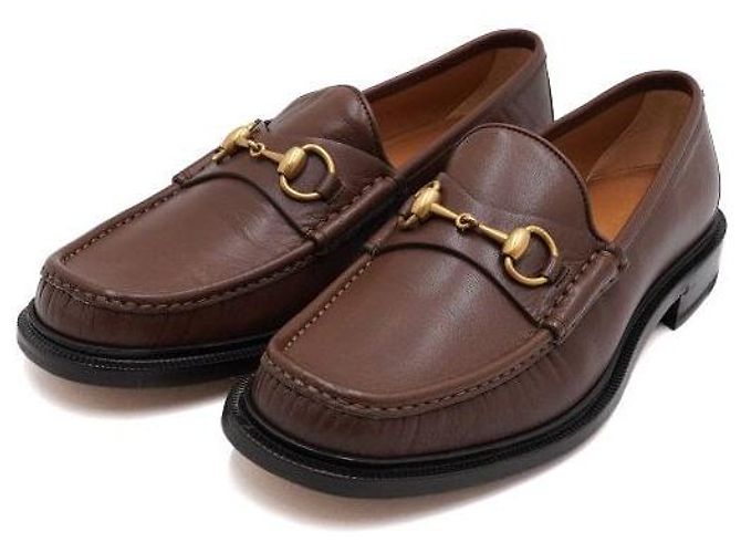 Gucci Mocasines para hombre en cuero marrón con hebilla horsebit - vista 3