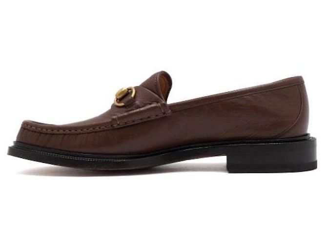 Gucci Mocasines para hombre en cuero marrón con hebilla horsebit - vista 4