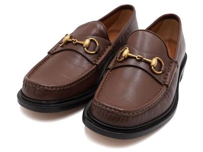 Gucci Mocasines para hombre en cuero marrón con hebilla horsebit - vista 5