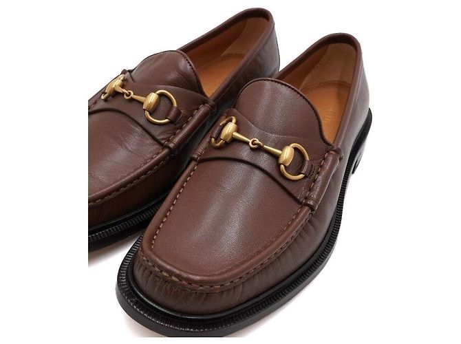 Gucci Mocasines para hombre en cuero marrón con hebilla horsebit - vista 6