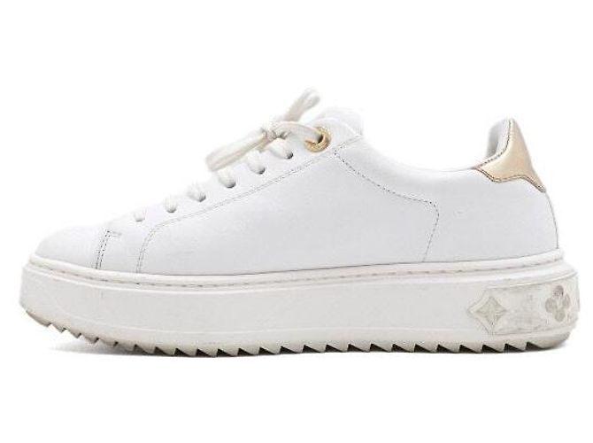 Louis Vuitton Sneaker Timeout da donna in pelle bianca con logo a cerchio dorato Bianco - vista 4
