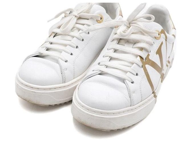 Louis Vuitton Sneaker Timeout da donna in pelle bianca con logo a cerchio dorato Bianco - vista 5