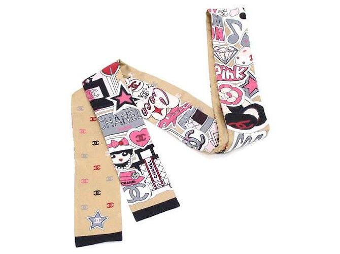 Chanel Bufanda de seda con múltiples estampados Season Naranja - vista 7