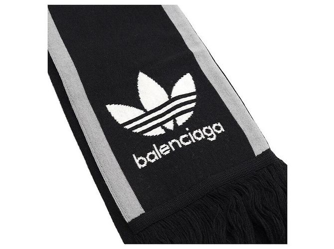Balenciaga Sciarpa in jacquard di lana con logo Nero - vista 3