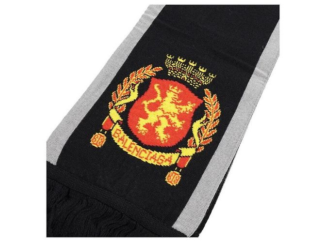 Balenciaga Sciarpa in jacquard di lana con logo Nero - vista 4