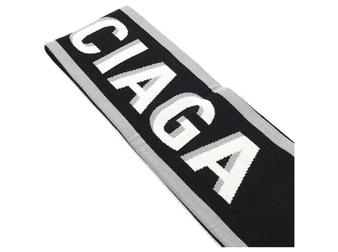 Balenciaga Sciarpa in jacquard di lana con logo Nero - vista 6