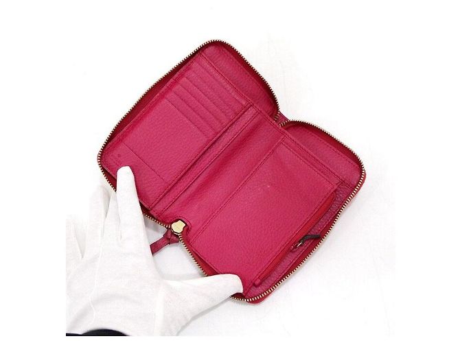 Gucci Cartera de cuero rosa con cremallera - vista 6