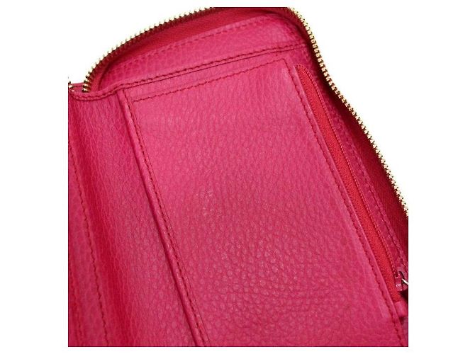 Gucci Cartera de cuero rosa con cremallera - vista 9