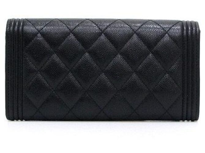 Boy Chanel Cartera larga con solapa en caviar negro - vista 5