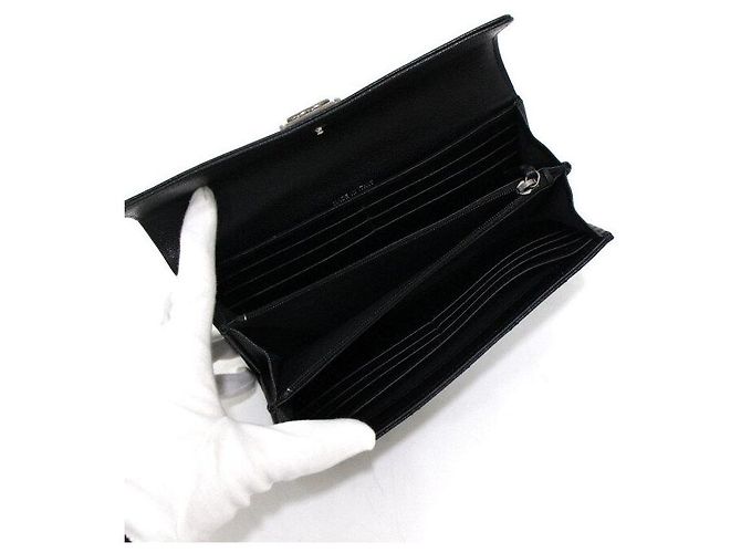 Boy Chanel Cartera larga con solapa en caviar negro - vista 7