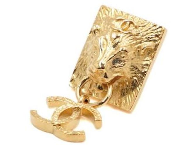 Chanel Orecchini pendenti Lion con logo CC dorato Season VIP Novelty Arancione - vista 3