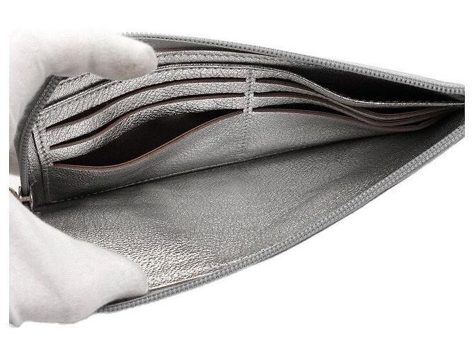 Brunello Cucinelli Metallic-Silber Leder-Pouch mit langem Portemonnaie - Ansicht 5