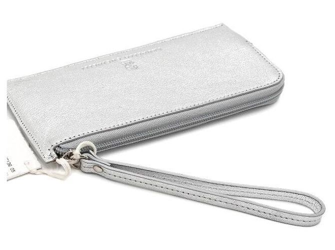 Brunello Cucinelli Metallic-Silber Leder-Pouch mit langem Portemonnaie - Ansicht 8