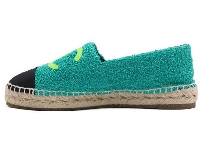 Chanel Sneaker espadrille in tweed verde da donna - vista 4