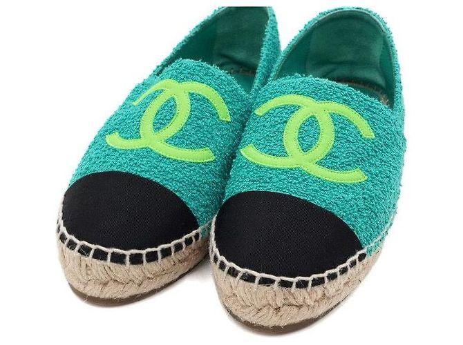 Chanel Sneaker espadrille in tweed verde da donna - vista 5