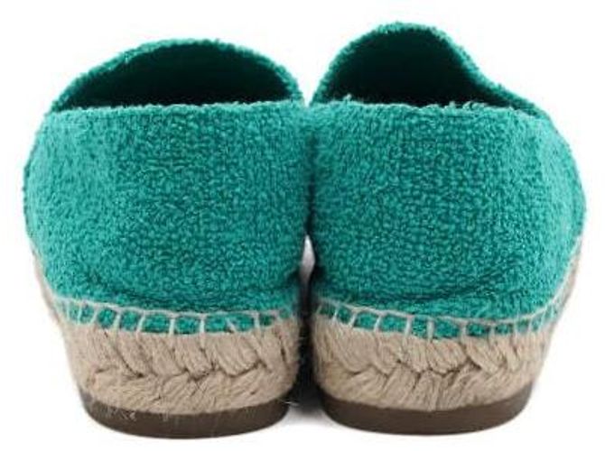 Chanel Sneaker espadrille in tweed verde da donna - vista 7