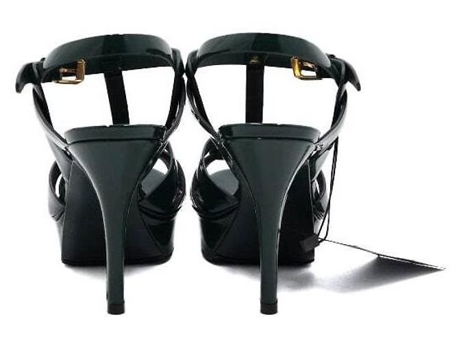 Saint Laurent Sandali con plateau in vernice verde Tribute - vista 7