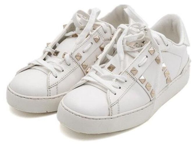 Valentino Baskets Untitled pour femme en cuir blanc avec Rockstud - vue 3